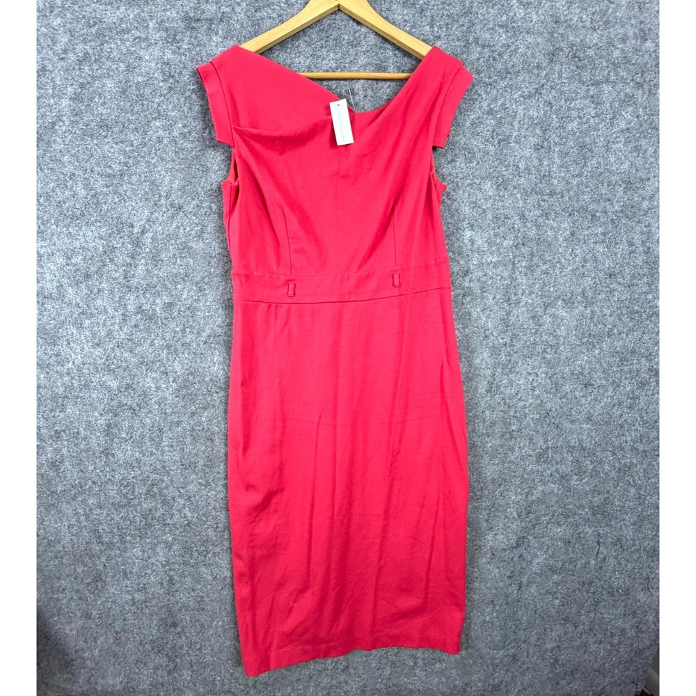 New York & Company Stretch Sheath Dress Womens Large Red Office Siren Business